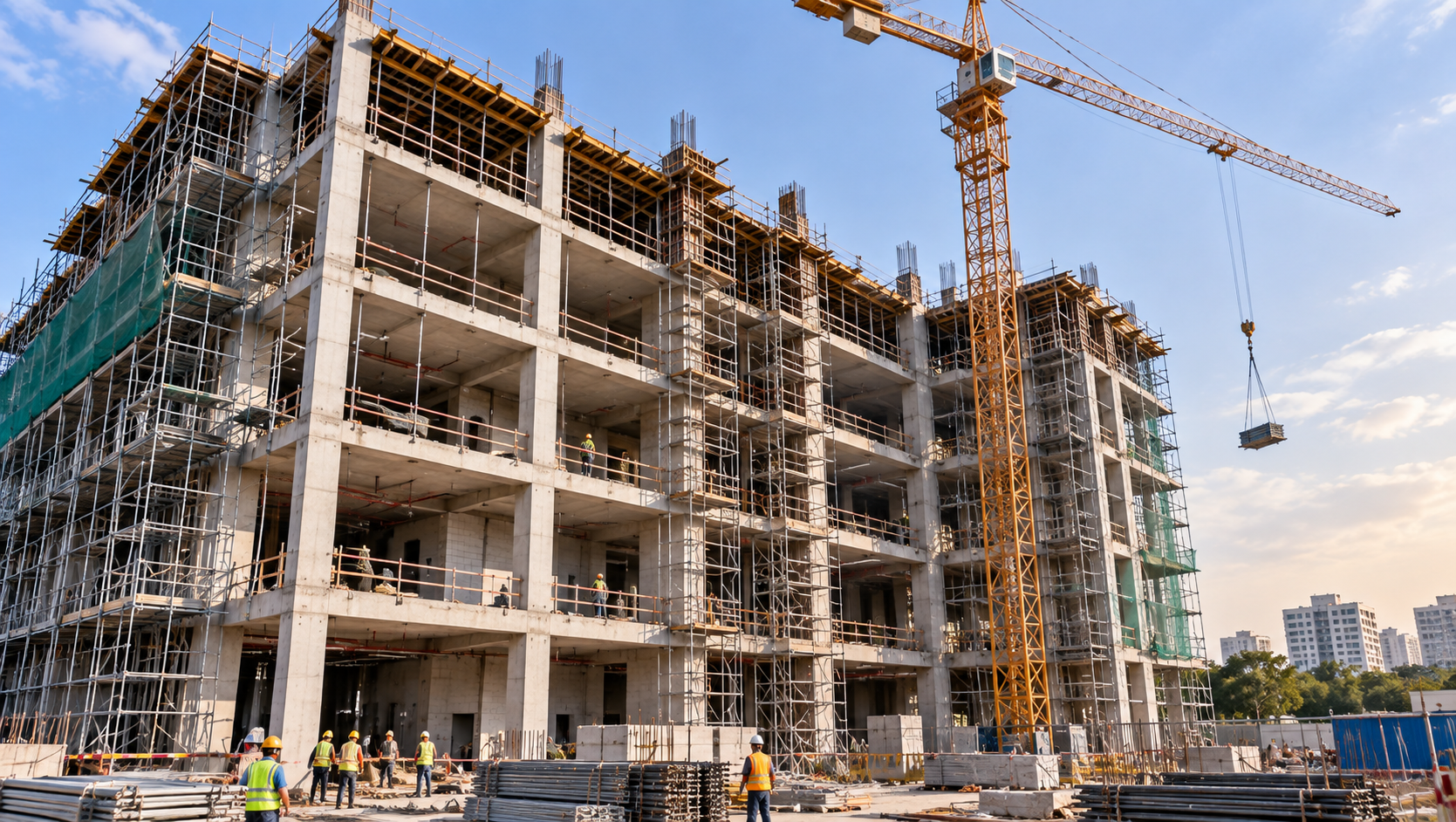 RCC framed commercial building under construction