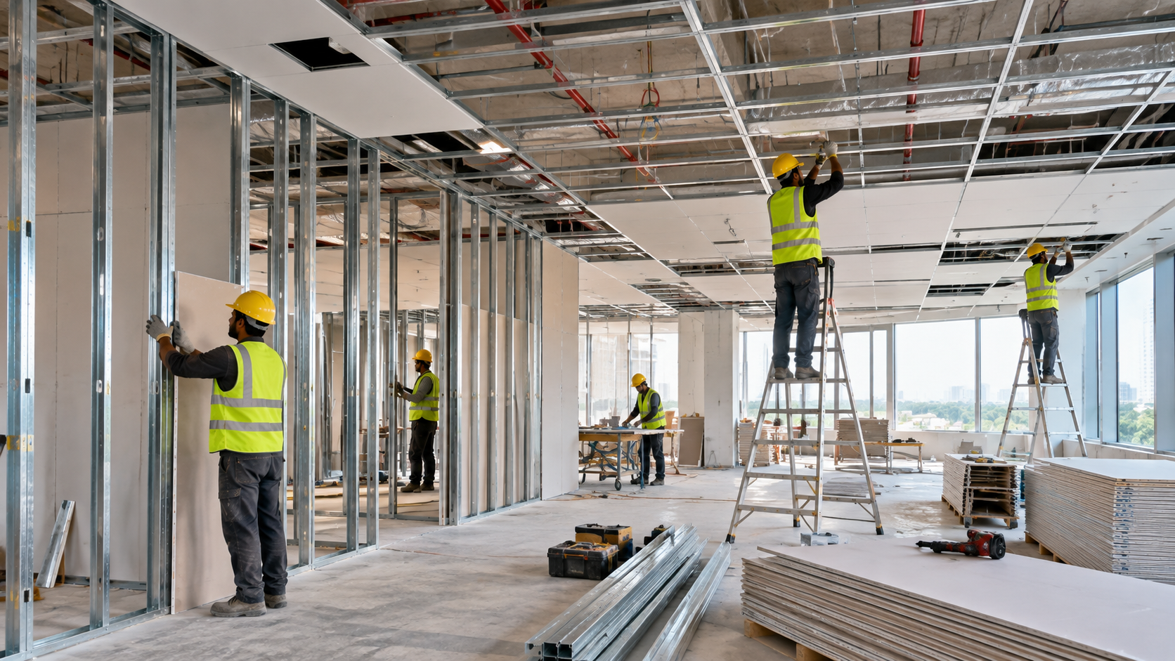 Corporate office interior fit-out in progress